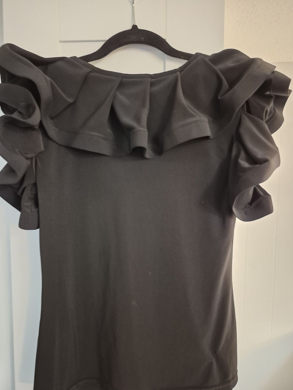 Joseph Ribkoff Black Ruffle Off-Shoulder Top - Picture 3 of 4